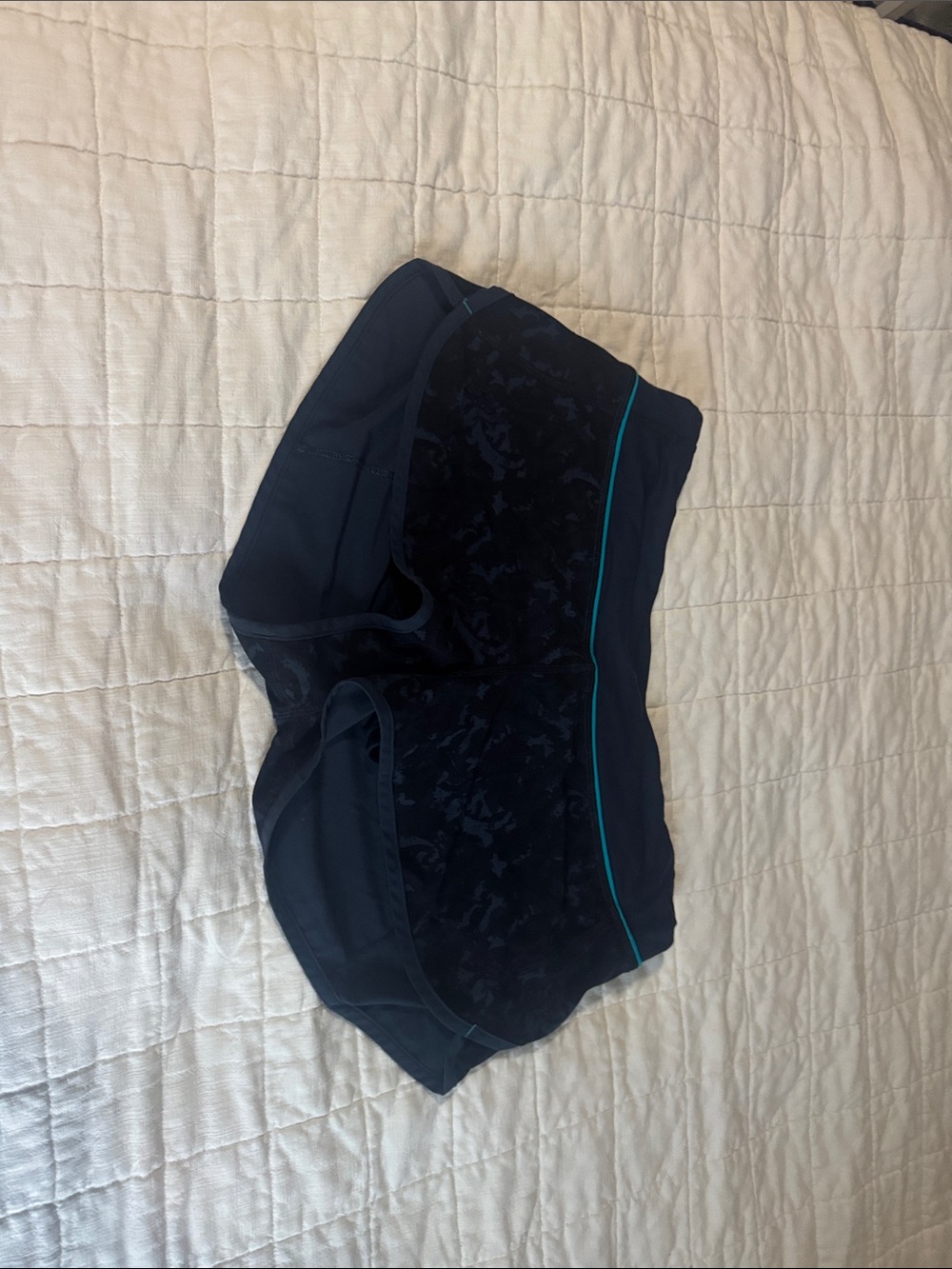 lululemon athletica Navy Athletic Shorts with Teal Piping